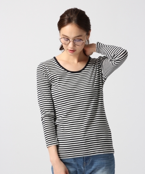 GLOBAL WORK(グローバルワーク)の「スーピマUネック9分袖/708293(Tシャツ/カットソー・レディース・ホワイト/ライトグリーン/ネイビー/その他/ライトグレー・SMALL/LARGE/MEDIUM)」の5枚目の写真