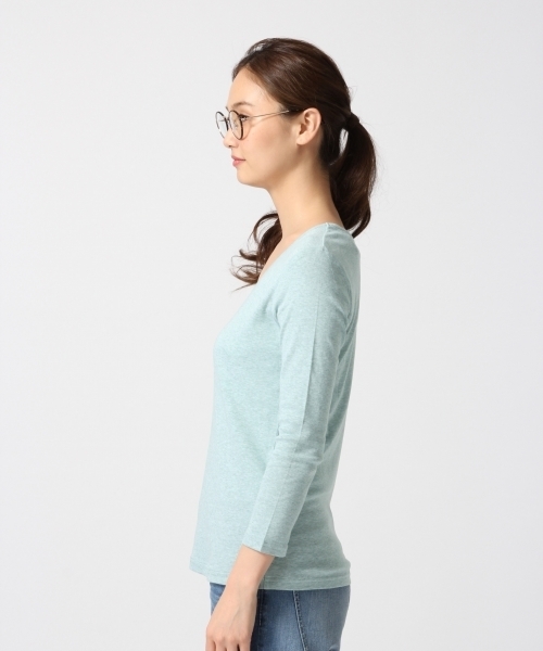GLOBAL WORK(グローバルワーク)の「スーピマUネック9分袖/708293(Tシャツ/カットソー・レディース・ホワイト/ライトグリーン/ネイビー/その他/ライトグレー・SMALL/LARGE/MEDIUM)」の6枚目の写真