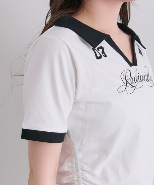OLIVE des OLIVE(オリーブデオリーブ)の「レーストリムゲームシャツ(Tシャツ/カットソー・レディース・オフホワイト/ピンク/ブラック・FREE)」の19枚目の写真