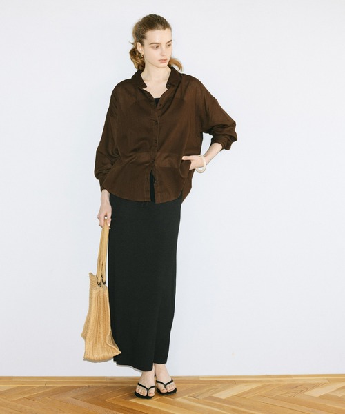 coca（coca）（コカ）の「とろみリブスカート（スカート・レディース・グレー/ブラック・M/L/S/XL）」の9枚目の写真