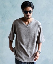 『CavariA/キャバリア』楊柳VネックTシャツ 半袖