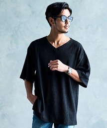 『CavariA/キャバリア』楊柳VネックTシャツ 半袖