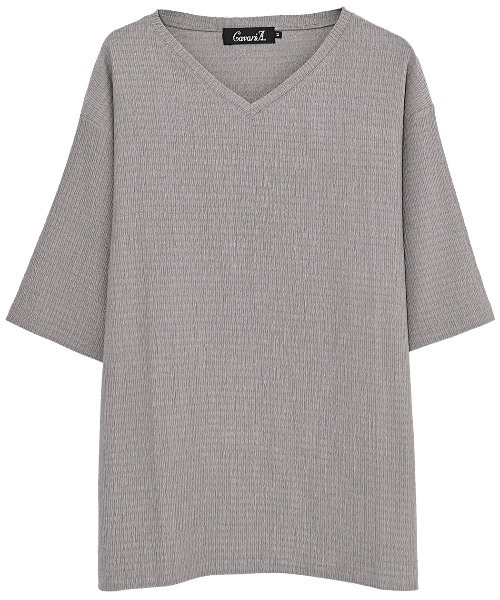 CavariA(キャバリア)の「『CavariA/キャバリア』楊柳VネックTシャツ 半袖(Tシャツ/カットソー・メンズ・グレイッシュベージュ/ブルーグリーン/ブラック・L/M)」の16枚目の写真