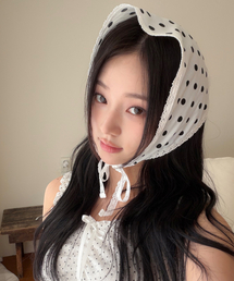 MINCO（ミンシオ）の「ワイドドットレースボンネット_ivory（キャップ）」