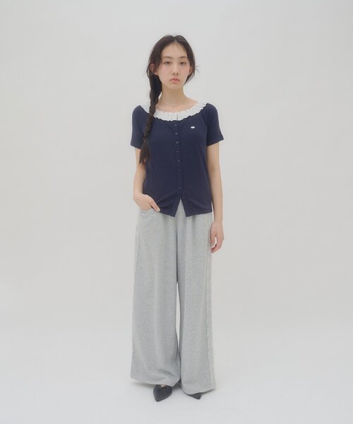 DISCOAT（ディスコート）の「【umm.】サイドレーススウェットワイドパンツ（その他パンツ・レディース・グレー/アイボリー/ライトグレー・FREE）」の8枚目の写真