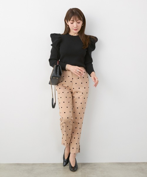 Liala×PG(リアラバイピージー)の「フロッキードット センタープレス パンツ Liala×PG(その他パンツ・レディース・キャメル・M/S)」の4枚目の写真