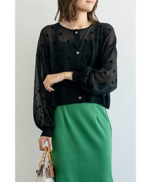 M.deux（エムドゥ）の「フロッキードットシアーカーデ（カーディガン/ボレロ）」