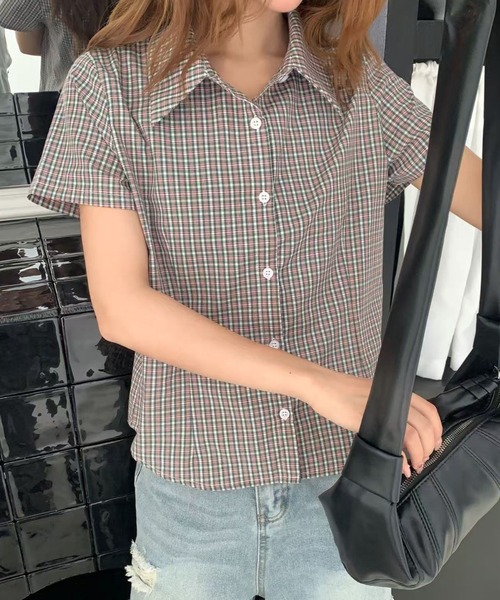 AsRiRe(アスリレイ)の「26ss SummerCollection/二色展開 チェック柄半袖シャツ(シャツ/ブラウス・レディース・レッド/イエロー・M)」の2枚目の写真