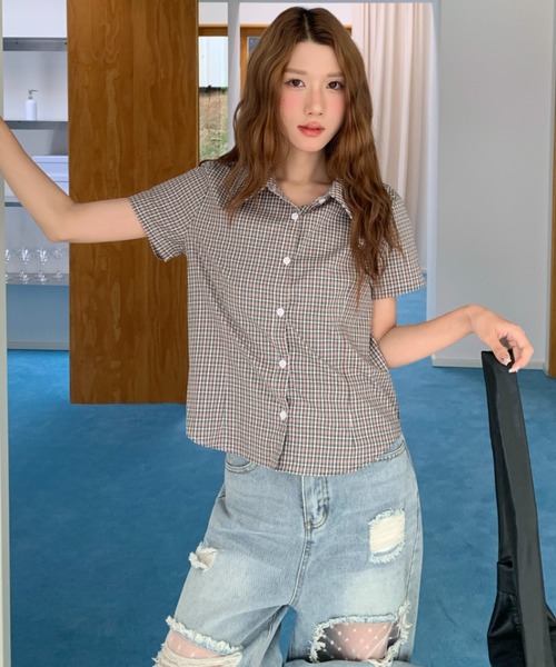 AsRiRe(アスリレイ)の「26ss SummerCollection/二色展開 チェック柄半袖シャツ(シャツ/ブラウス・レディース・レッド/イエロー・M)」の22枚目の写真