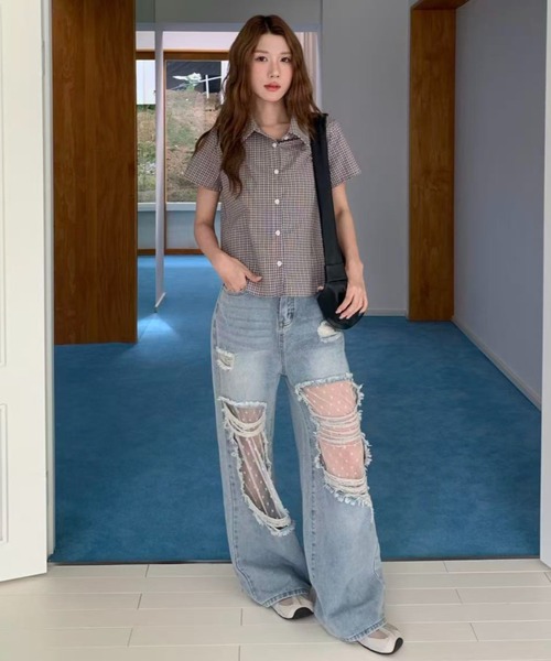 AsRiRe(アスリレイ)の「26ss SummerCollection/二色展開 チェック柄半袖シャツ(シャツ/ブラウス・レディース・レッド/イエロー・M)」の6枚目の写真