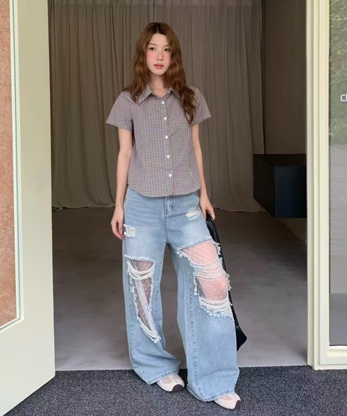 AsRiRe(アスリレイ)の「26ss SummerCollection/二色展開 チェック柄半袖シャツ(シャツ/ブラウス・レディース・レッド/イエロー・M)」の8枚目の写真