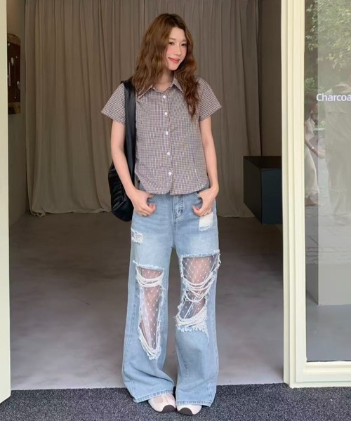 AsRiRe(アスリレイ)の「26ss SummerCollection/二色展開 チェック柄半袖シャツ(シャツ/ブラウス・レディース・レッド/イエロー・M)」の9枚目の写真