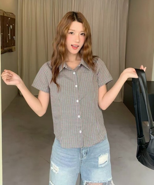 AsRiRe(アスリレイ)の「26ss SummerCollection/二色展開 チェック柄半袖シャツ(シャツ/ブラウス・レディース・レッド/イエロー・M)」の19枚目の写真
