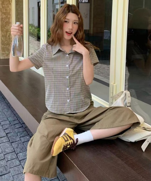 AsRiRe(アスリレイ)の「26ss SummerCollection/二色展開 チェック柄半袖シャツ(シャツ/ブラウス・レディース・レッド/イエロー・M)」の21枚目の写真