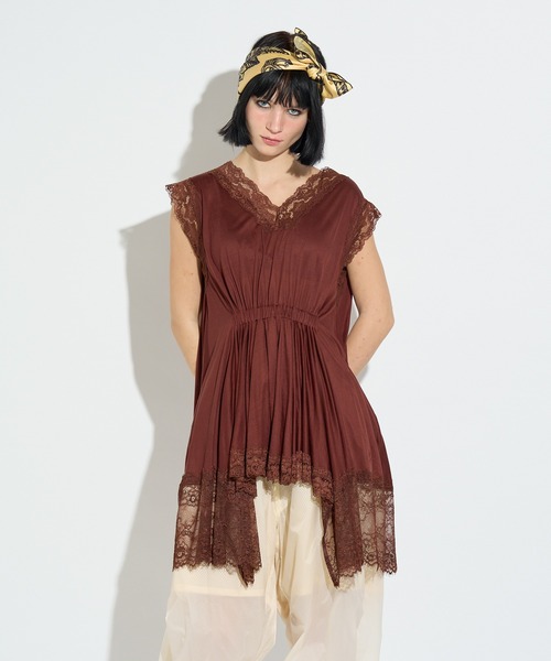 anna sui nyc(アナ スイ エヌ ワイ シー)の「イレギュラーへムドールチュニック(ワンピース・レディース・ブラウン/ブラック/ピンク・FREE)」の3枚目の写真