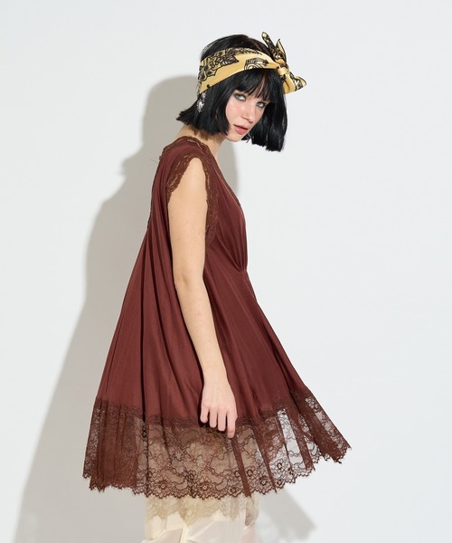 anna sui nyc(アナ スイ エヌ ワイ シー)の「イレギュラーへムドールチュニック(ワンピース・レディース・ブラウン/ブラック/ピンク・FREE)」の8枚目の写真