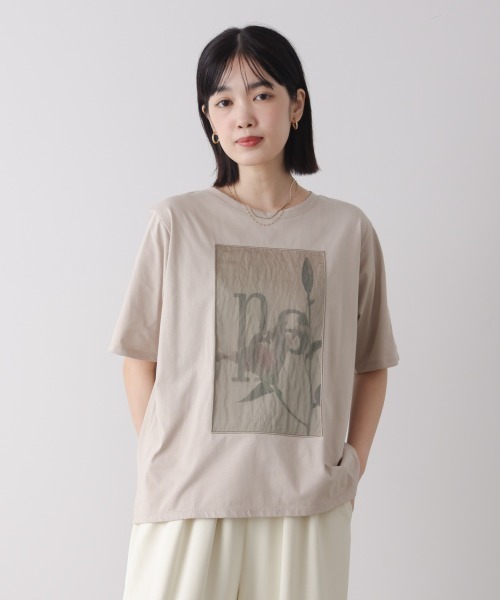 Bou Jeloud(ブージュルード)の「フラワーロゴプリントTee(Tシャツ/カットソー・レディース・グレイッシュベージュ/オフホワイト/チャコールグレー・FREE)」の9枚目の写真