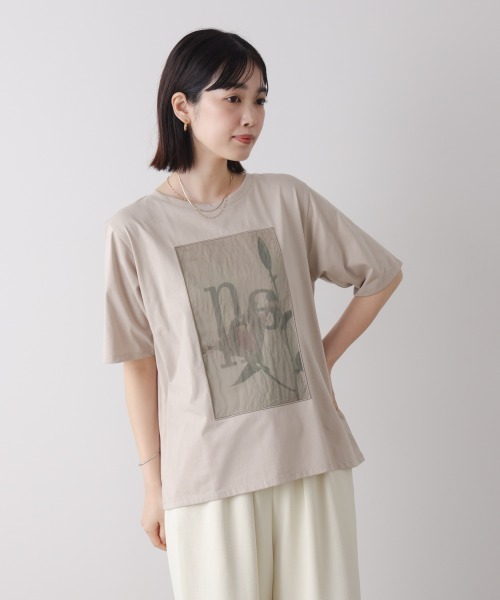 Bou Jeloud(ブージュルード)の「フラワーロゴプリントTee(Tシャツ/カットソー・レディース・グレイッシュベージュ/オフホワイト/チャコールグレー・FREE)」の10枚目の写真