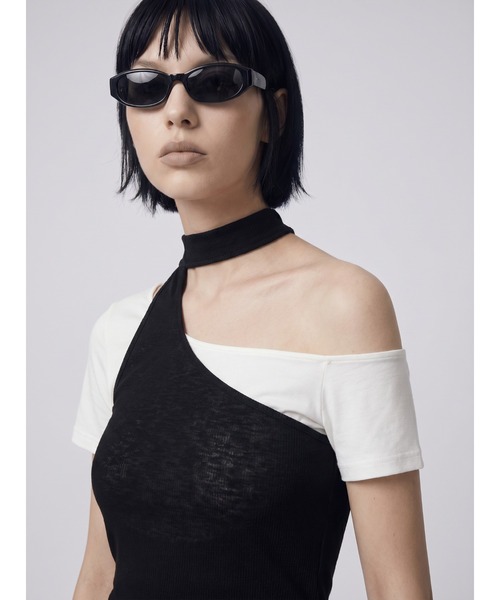 TAJEN:T(タジェント)の「【TAJEN:T】HALTERNECK × ONE SHOULDER LAYERED TOPS/ホルターネック×ワンショルダーレイヤードトップス(Tシャツ/カットソー・レディース・ホワイト/グレー/サックスブルー・1/2)」の21枚目の写真