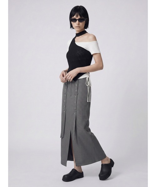 TAJEN:T(タジェント)の「【TAJEN:T】HALTERNECK × ONE SHOULDER LAYERED TOPS/ホルターネック×ワンショルダーレイヤードトップス(Tシャツ/カットソー・レディース・ホワイト/グレー/サックスブルー・1/2)」の19枚目の写真