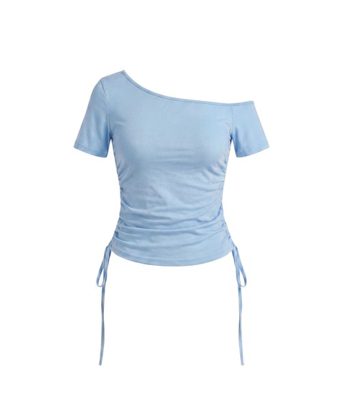 TAJEN:T(タジェント)の「【TAJEN:T】HALTERNECK × ONE SHOULDER LAYERED TOPS/ホルターネック×ワンショルダーレイヤードトップス(Tシャツ/カットソー・レディース・ホワイト/グレー/サックスブルー・1/2)」の11枚目の写真