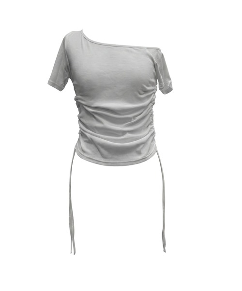 TAJEN:T(タジェント)の「【TAJEN:T】HALTERNECK × ONE SHOULDER LAYERED TOPS/ホルターネック×ワンショルダーレイヤードトップス(Tシャツ/カットソー・レディース・ホワイト/グレー/サックスブルー・1/2)」の18枚目の写真