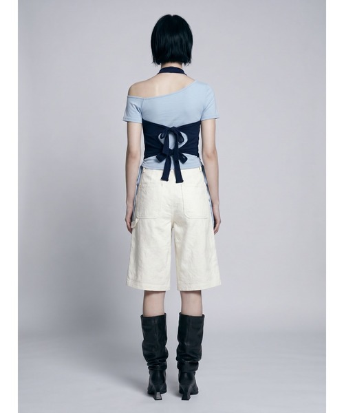TAJEN:T(タジェント)の「【TAJEN:T】HALTERNECK × ONE SHOULDER LAYERED TOPS/ホルターネック×ワンショルダーレイヤードトップス(Tシャツ/カットソー・レディース・ホワイト/グレー/サックスブルー・1/2)」の9枚目の写真