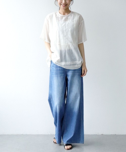 Jines(ジネス)の「インドボイル刺繍ブラウス(シャツ/ブラウス・レディース・ブラック/ホワイト・38)」の5枚目の写真