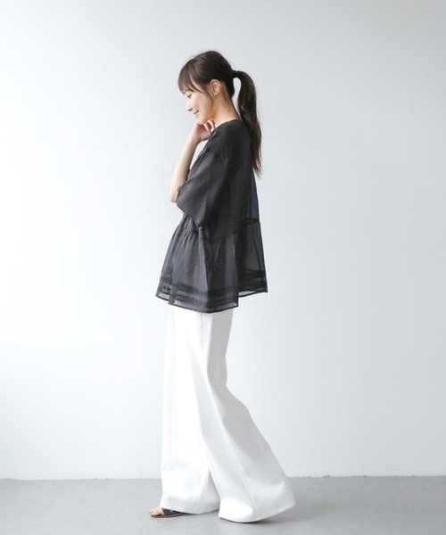 Jines(ジネス)の「インドボイル刺繍ブラウス(シャツ/ブラウス・レディース・ブラック/ホワイト・38)」の11枚目の写真