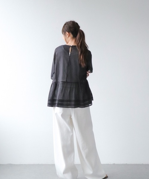 Jines(ジネス)の「インドボイル刺繍ブラウス(シャツ/ブラウス・レディース・ブラック/ホワイト・38)」の12枚目の写真
