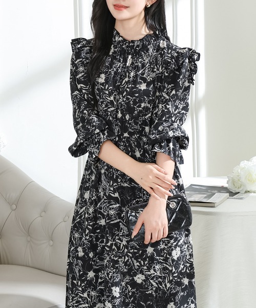 bullion ブリオン ティークリッパー ワンピース ブラック グレー 長袖 ブランド古着】長袖ワンピース（ワンピース）｜Lace Ladies（レース
