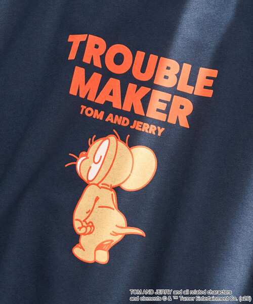 FREAK'S STORE（フリークスストア）の「限定展開　TOM AND JERRY/トムとジェリー フロッキー ロゴ 半袖 Tシャツ（Tシャツ/カットソー・レディース・ネイビー/ピンク/ブラウン/ブラック/ライトグレー/ナチュラル・ﾌﾘ-）」の11枚目の写真