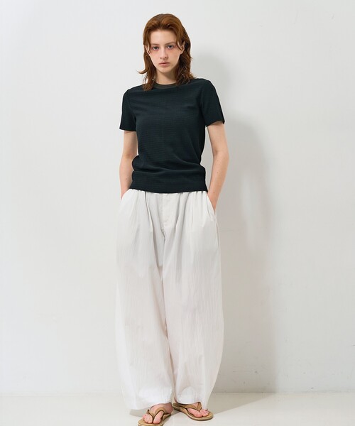 NOMINE(ノミネ)の「楊柳シボ感 リンガーTシャツ / 半袖 リブ切替 クロップド丈(Tシャツ/カットソー・レディース・ネイビー/ホワイト/ブラック系その他/ブルー/ブラック系その他2・フリー)」の8枚目の写真