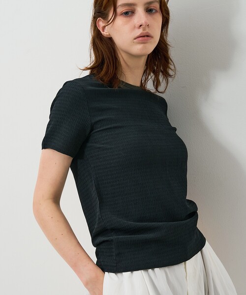 NOMINE(ノミネ)の「楊柳シボ感 リンガーTシャツ / 半袖 リブ切替 クロップド丈(Tシャツ/カットソー・レディース・ネイビー/ホワイト/ブラック系その他/ブルー/ブラック系その他2・フリー)」の12枚目の写真