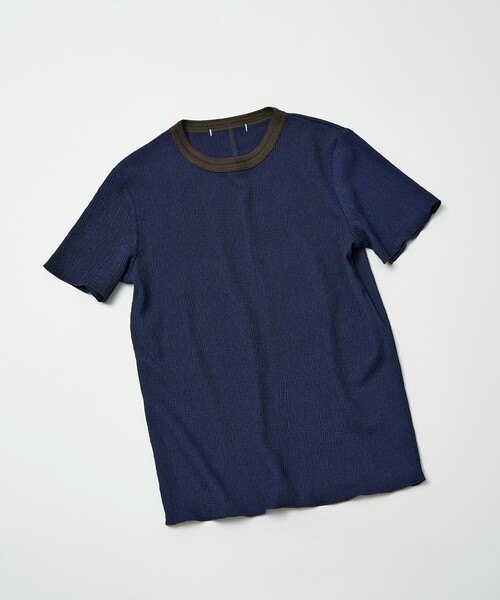 NOMINE(ノミネ)の「楊柳シボ感 リンガーTシャツ / 半袖 リブ切替 クロップド丈(Tシャツ/カットソー・レディース・ネイビー/ホワイト/ブラック系その他/ブルー/ブラック系その他2・フリー)」の14枚目の写真
