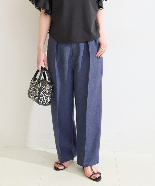 B.C STOCK(ベーセーストック)の「【WEB限定】ウォッシャブル / デニムライクスティックパンツ(その他パンツ・レディース・ピンク/サックスブルー/ネイビー・38/36)」の2枚目の写真
