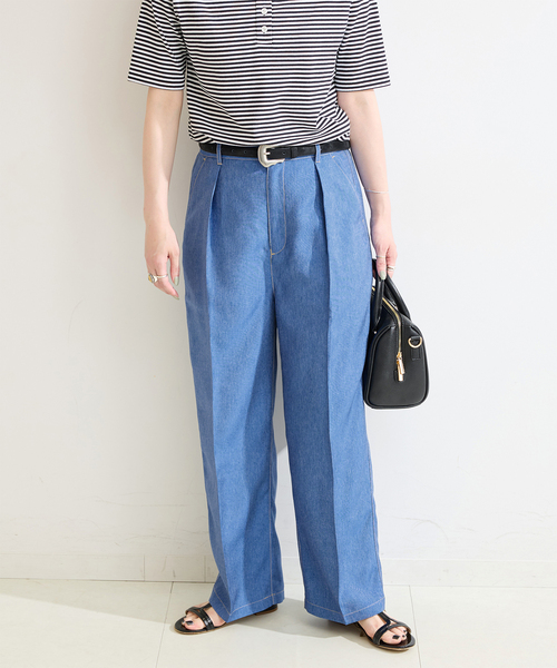 B.C STOCK(ベーセーストック)の「【WEB限定】ウォッシャブル / デニムライクスティックパンツ(その他パンツ・レディース・ピンク/サックスブルー/ネイビー・38/36)」の3枚目の写真