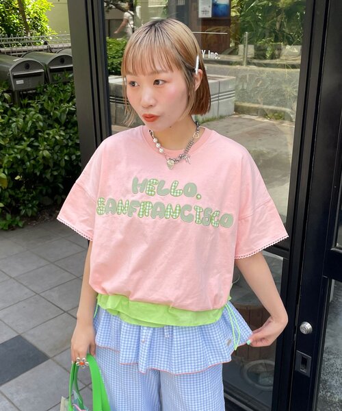 HELLO.SANFRANCISCO(ハローサンフランシスコ)の「【HELLO.SANFRANCISCO/ハローサンフランシスコ】裾フリルドロストTシャツ(Tシャツ/カットソー・レディース・ホワイト/イエロー/ピンク・ONE SIZE)」の3枚目の写真