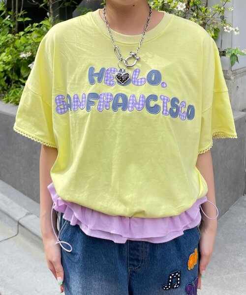 HELLO.SANFRANCISCO(ハローサンフランシスコ)の「【HELLO.SANFRANCISCO/ハローサンフランシスコ】裾フリルドロストTシャツ(Tシャツ/カットソー・レディース・ホワイト/イエロー/ピンク・ONE SIZE)」の19枚目の写真