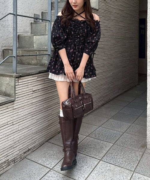continuer de NICE CLAUP(コンティニューデナイスクラップ)の「ドロストリボンチュニックブラウス(シャツ/ブラウス・レディース・チェック/その他11/ドット・FREE)」の7枚目の写真