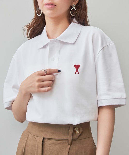 SETUP7（セットアップセブン）の「【AMI PARIS】AMI PK HALF POLO-SHIRTS（ポロシャツ・メンズ・ブラック/ホワイト・S/M/L/XL）」の3枚目の写真