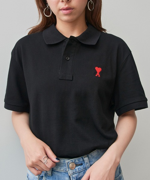 SETUP7（セットアップセブン）の「【AMI PARIS】AMI PK HALF POLO-SHIRTS（ポロシャツ・メンズ・ブラック/ホワイト・S/M/L/XL）」の12枚目の写真