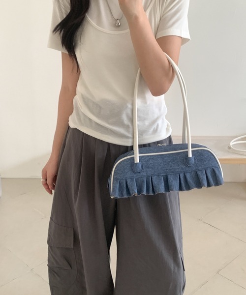 HALEY PESCA(ヘーリーペスカ)の「HALEY PESCA/パイピングデザインフリルショルダーバッグ(ハンドバッグ・レディース・ブラック/ブルー系2/ブルー系1/レッド・FREE)」の15枚目の写真