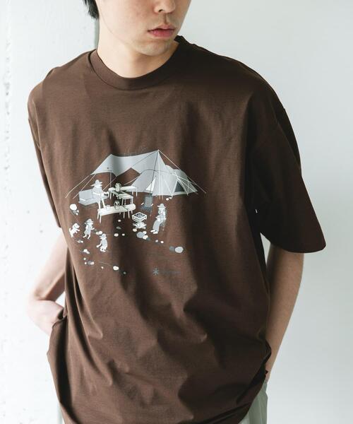 Snow Peak（スノーピーク）の「『別注』Snow Peak Apparel×DOORS　WA/AC FAMILY CAMP T-SHIRTS（Tシャツ/カットソー・メンズ・チャコールグレー/ブラウン/カーキ/ホワイト・MEDIUM/LARGE/X-LARGE）」の6枚目の写真
