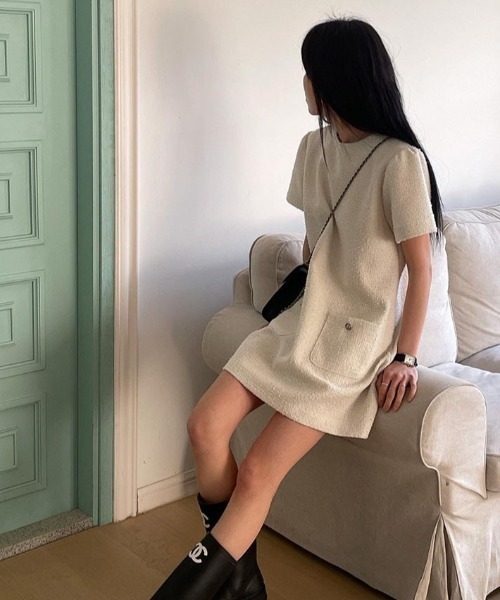 FAVORITO（ファヴォリート）の「ツイードワンピース（ワンピース・レディース・ピンク/ベージュ/ブラック・F）」の19枚目の写真
