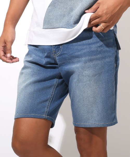 LUXSTYLE(ラグスタイル)の「接触冷感デニムショートパンツ(デニムパンツ・メンズ・ワンウォッシュ/ブルー系その他/ブルー/インディゴブルー・XXL/L/M/XL)」の9枚目の写真