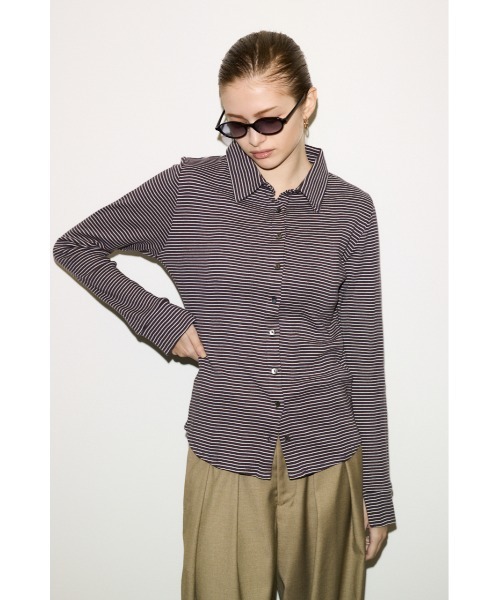 THROW by SLY(スローバイスライ)の「MillerxTHROW SHTHROW ミラースローシャツ 夏服 秋服(シャツ/ブラウス・レディース・ブラウン系その他2/パープル系その他・FREE)」の8枚目の写真