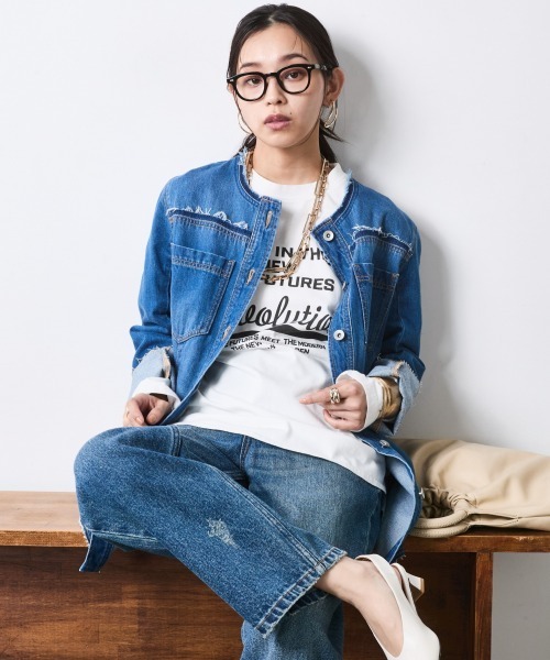 CHIC STYLE(シックスタイル)の「綿100%ワイドストレートデニムパンツ<大きいサイズ有>シックスタイル(その他パンツ・レディース・ネイビー系/ブルー系・73/84/80/76/106/98/96/92/88)」の13枚目の写真