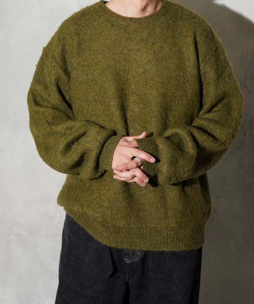 TOWNCRAFT（タウンクラフト）の「TOWNCRAFT / タウンクラフト MOHAIR SHAGGY CREW SWEATER モヘア シャギークルーネックセーター（ニット/セーター・メンズ・グレー/ブラウン/レッド/ブラック/イエロー/グリーン/オリーブ・SMALL/MEDIUM/LARGE）」の4枚目の写真