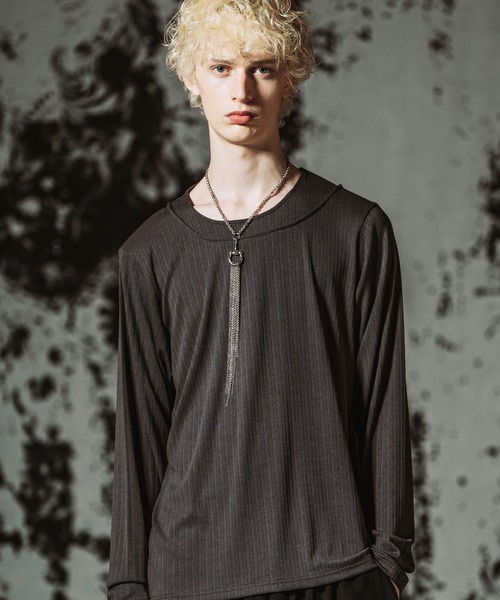 NO ID.(ノーアイディ)の「【NO ID.】Irregular Neck Pullover / イレギュラーネックPO(Tシャツ/カットソー・メンズ・ホワイト/ブラック/グレー・1/2)」の3枚目の写真
